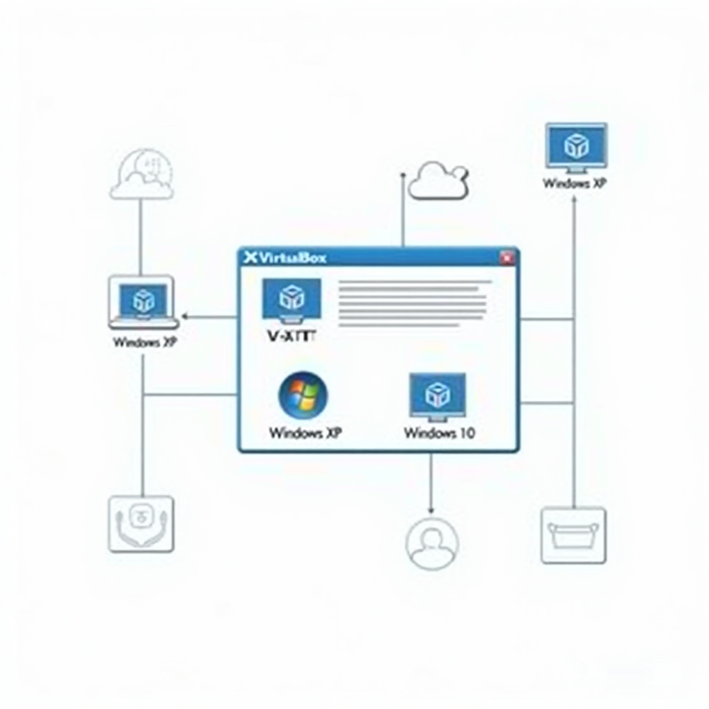 VirtualBox manager with multiple legacy OS virtual machines