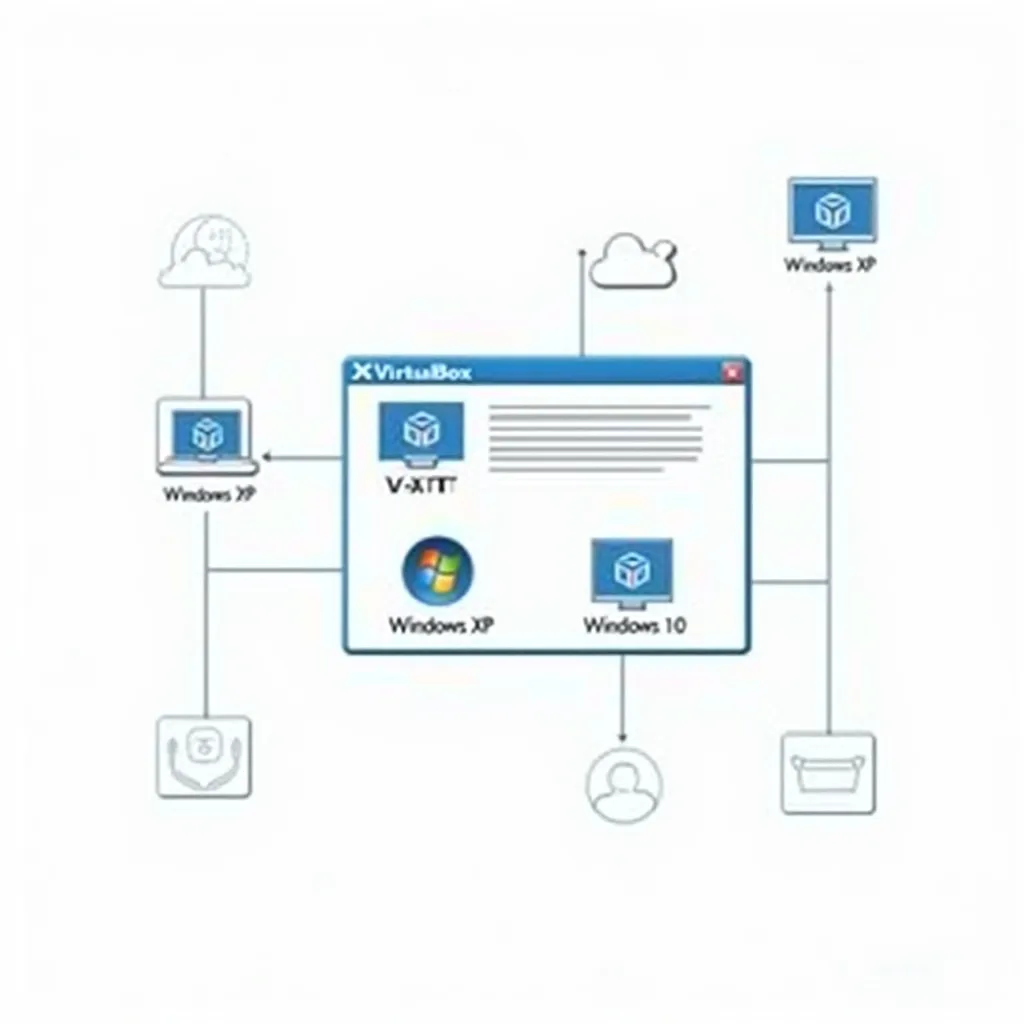 VirtualBox manager with multiple legacy OS virtual machines
