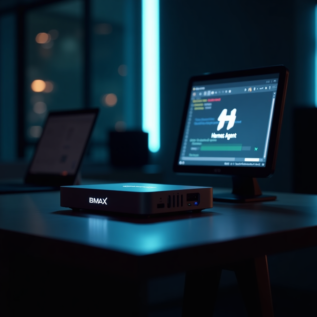 BMAX Pro 8 mini PC with Hermes Agent terminal