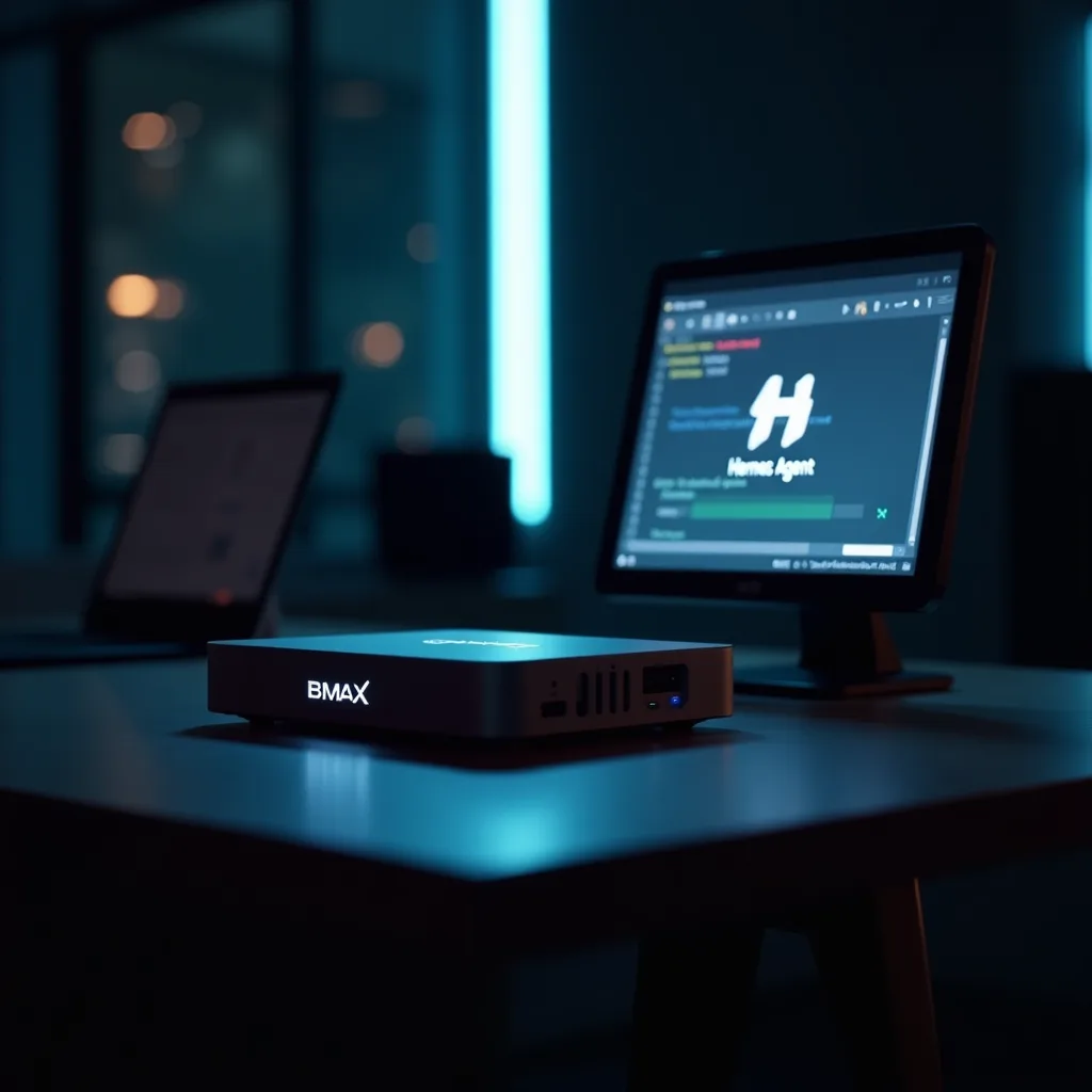 BMAX Pro 8 mini PC with Hermes Agent terminal