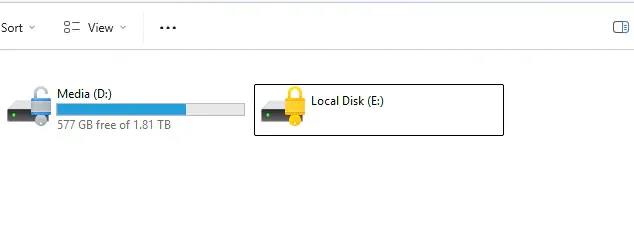 Screenshot showing BitLocker prompt for unlocking internal drives after Windows 11 installation